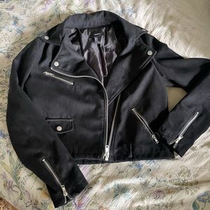 Faux suede moto jacket